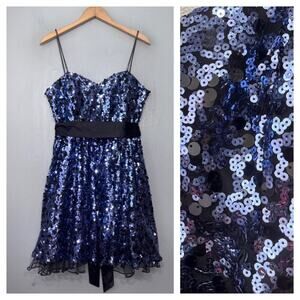 Y2K Purple Sequin Dress Size 13 Chain Strap Mini Babydoll Party Whimsigoth Prom